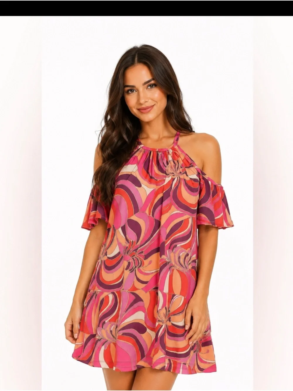 Trina Turk Pink Orange Purple Floral Mini Dress